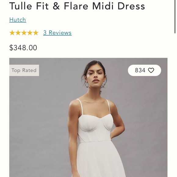 Hutch Dresses & Skirts - Hutch Amara Corset Pleated Tulle Fit and Flare White Midi Dress